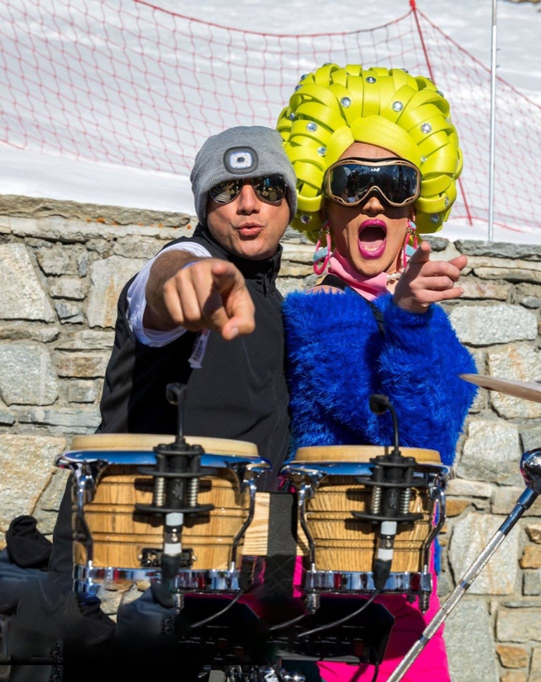 David H on stage at European Snow Pride in Tignes, France.
