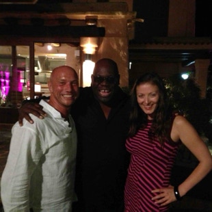 David-H with Carl Cox and his girlfriend. Photo taken at Pepés villa in Ibiza.